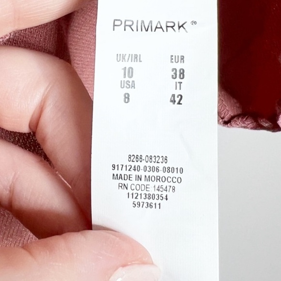 Primark Womens Short Sleeve Wrap Button Dusty Rose Peplum Formal Crop Top Blouse - Picture 16 of 16